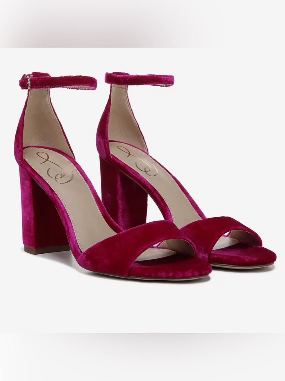 New Sam Edelman Robyn Strappy Heels in Raspberry Velvet Size 7.5